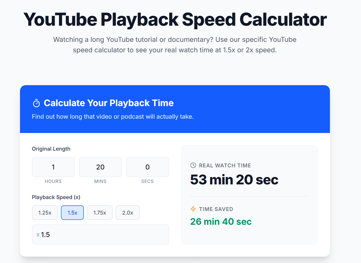 Playback Speed Calculator screenshot 3