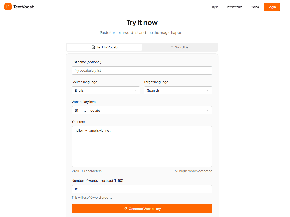 TextVocab screenshot 1