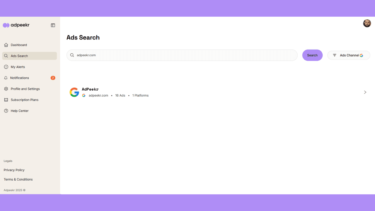 New AdPeekr feature: Google Ads Alerts screenshot 3