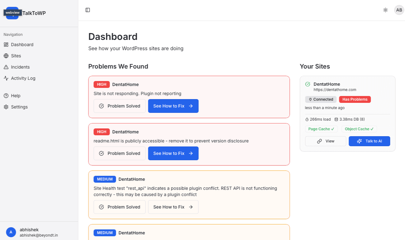TalkToWP screenshot 2