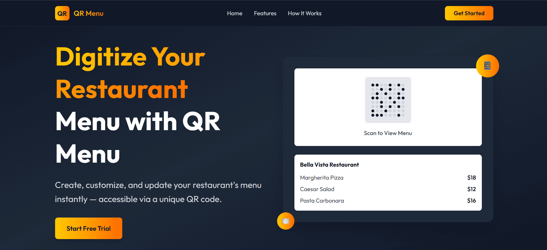 Smart QR Menu System screenshot 1