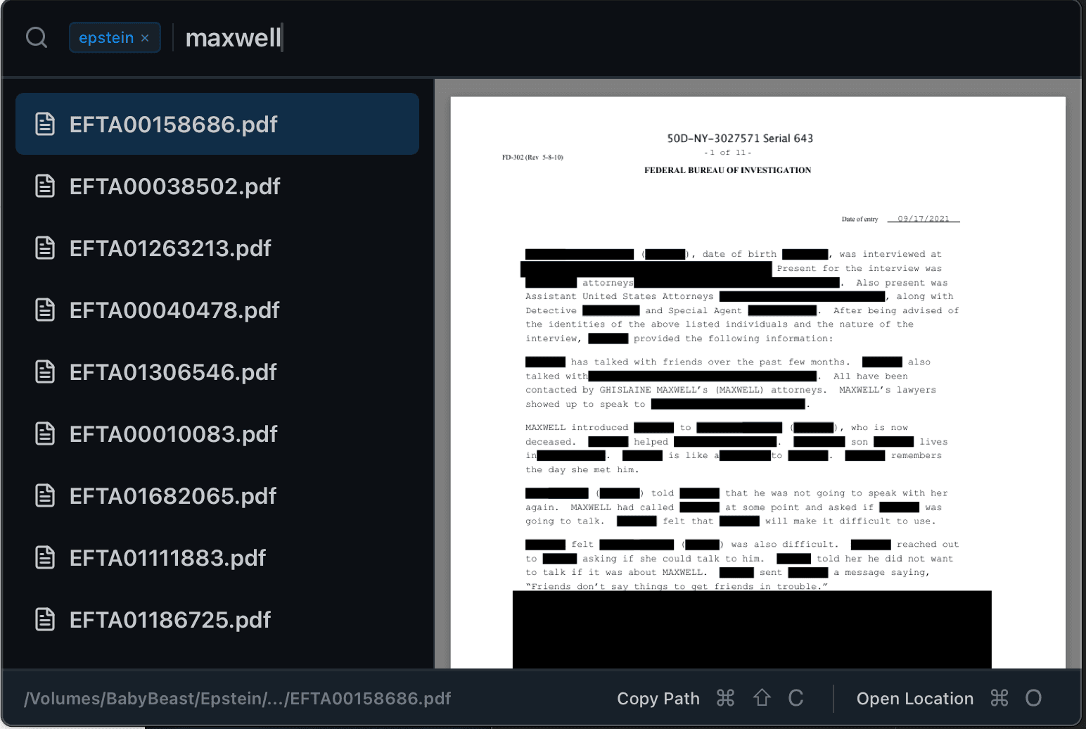 Epstein Files Search screenshot 2