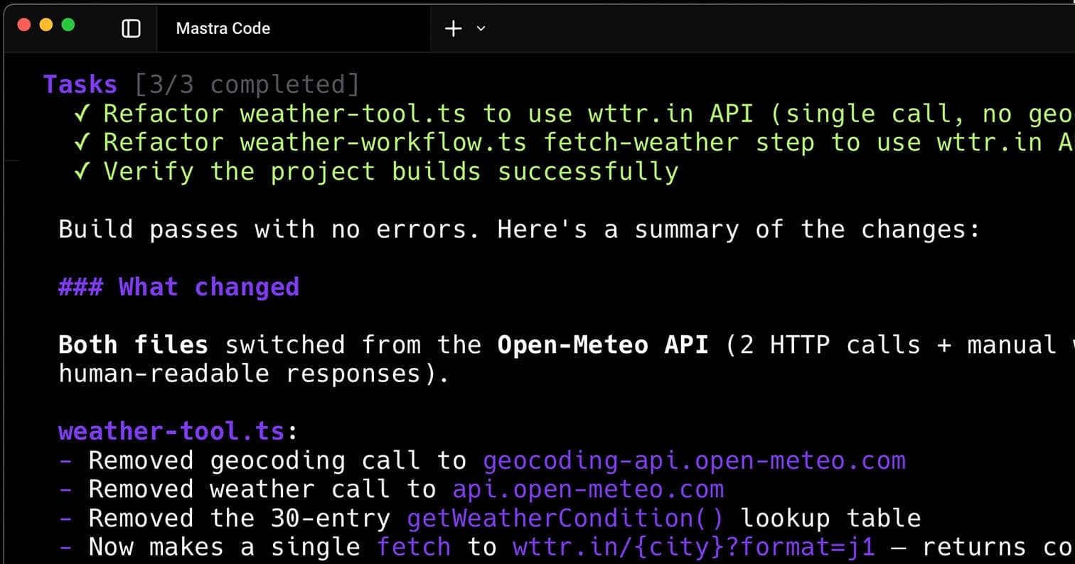 Mastra Code screenshot 6