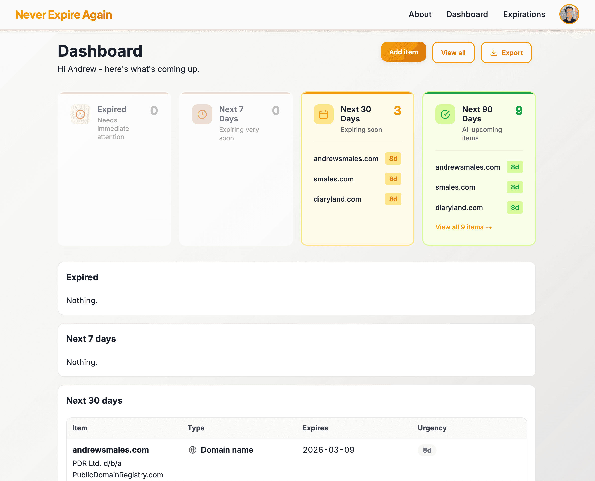 Never Expire Again screenshot 2