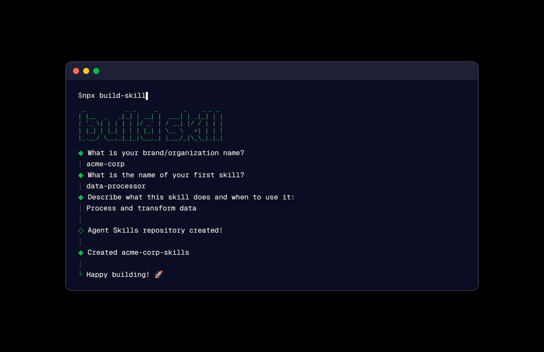 npx build-skill screenshot 2