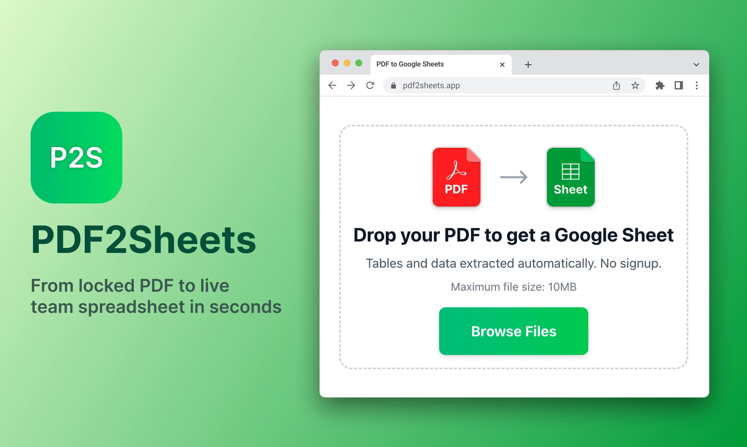 PDF to Google Sheets screenshot 1