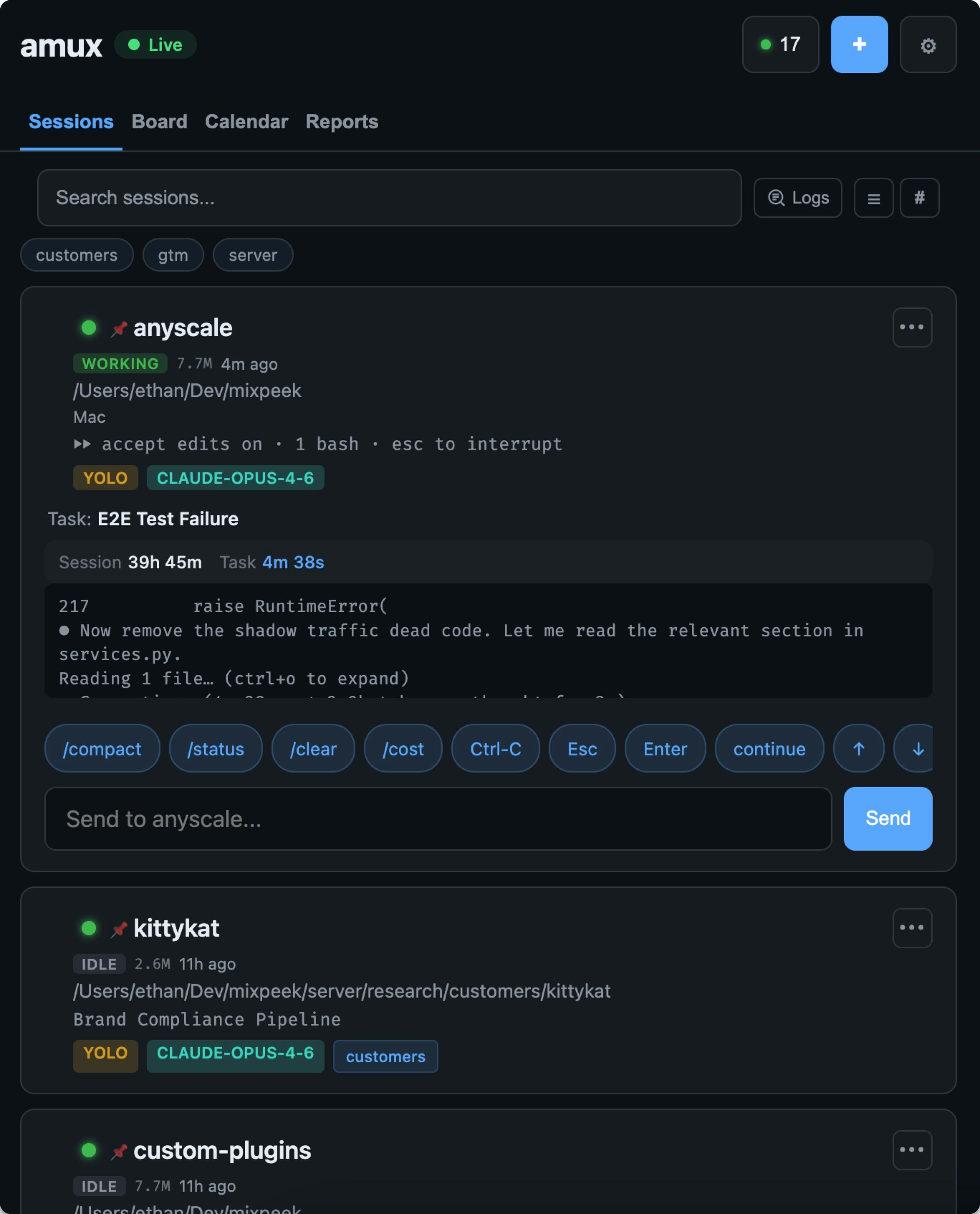 amux — Agent Multiplexer screenshot 4