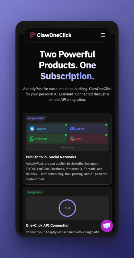 ClawOneClick X AdaptlyPost screenshot 2