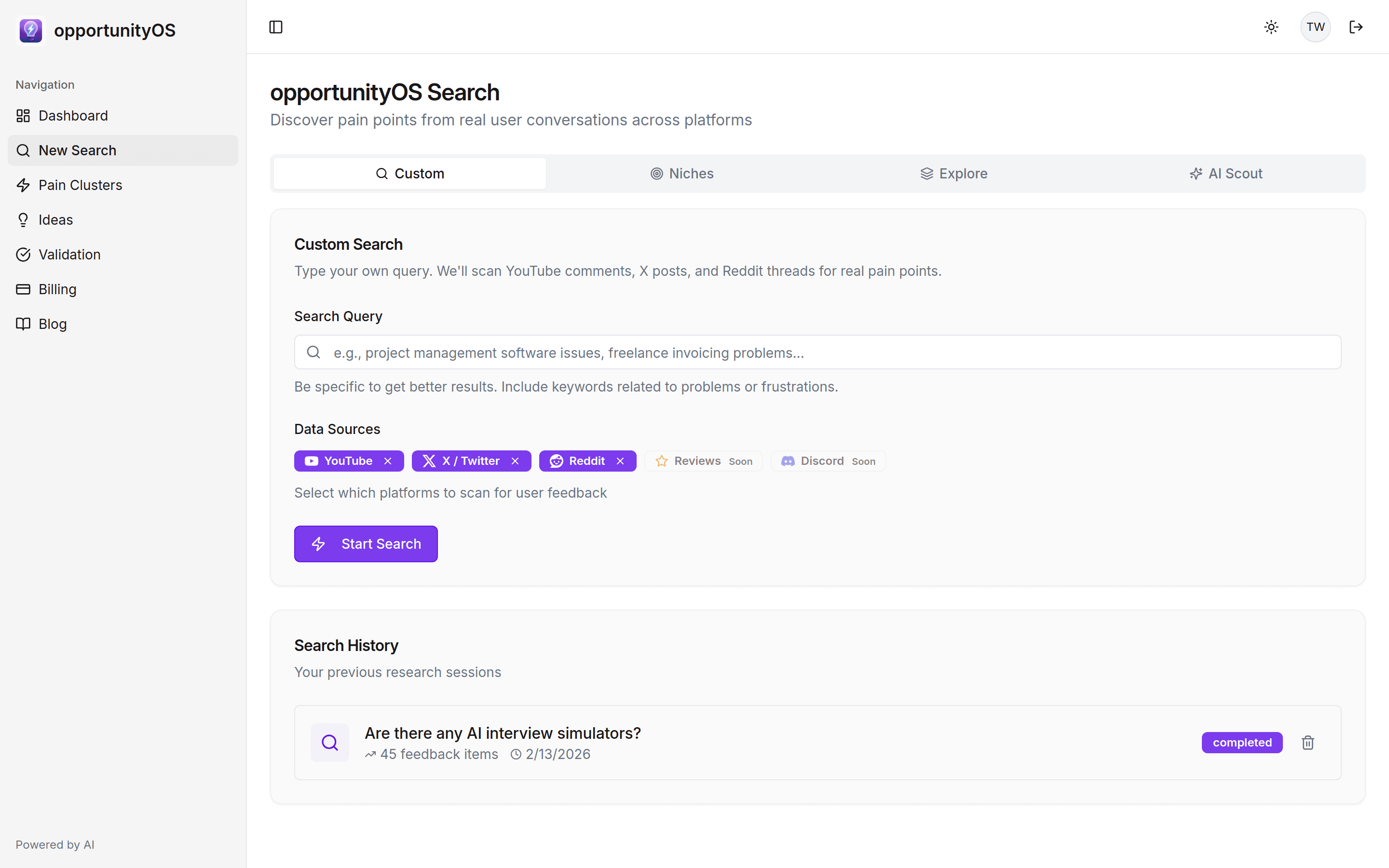 opportunityOS screenshot 2