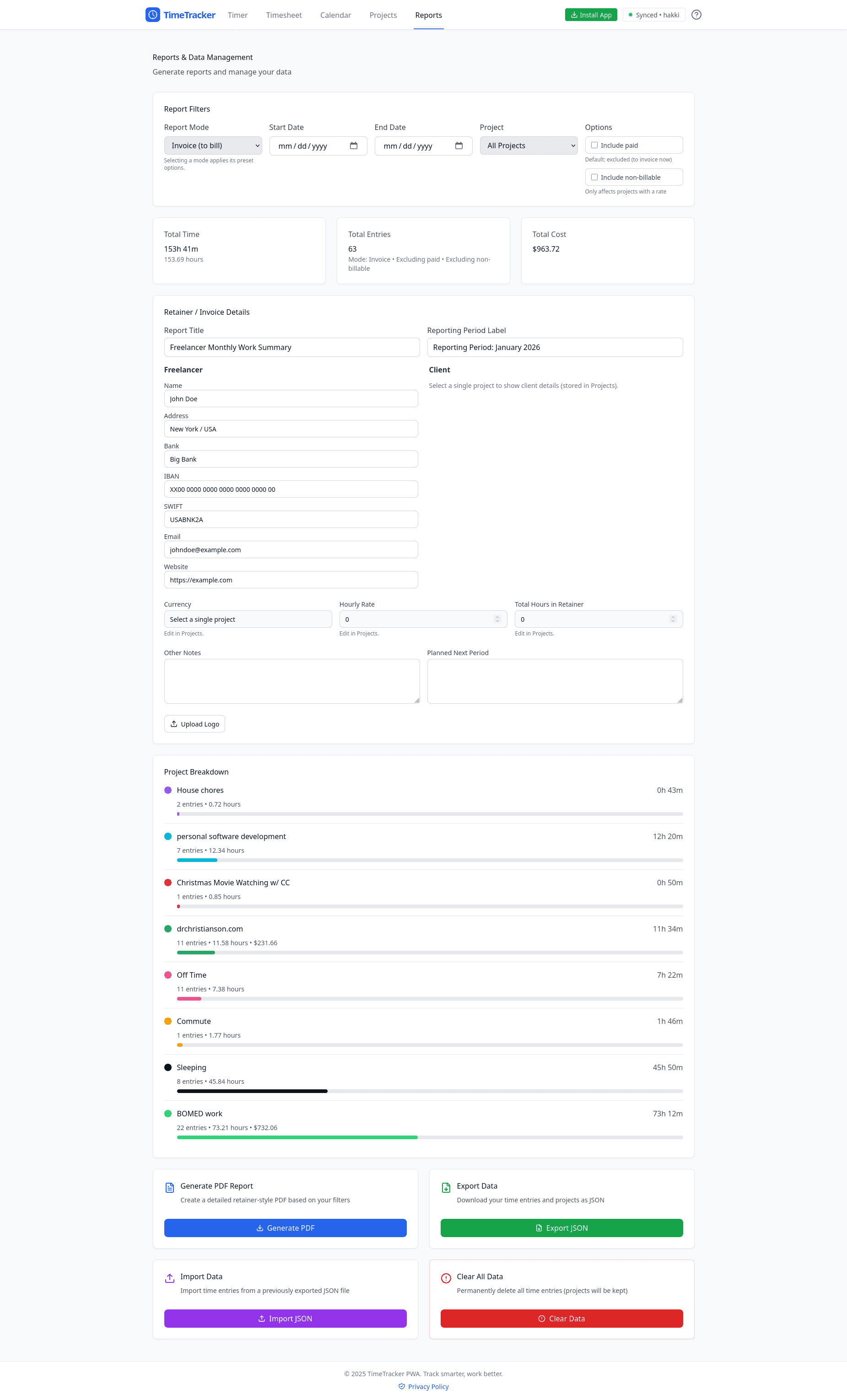 TimeTracker screenshot 5