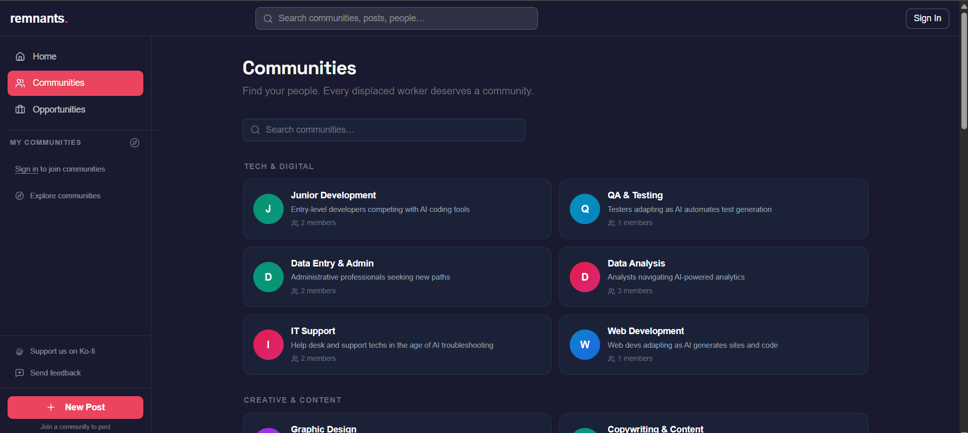 remnants.social screenshot 2