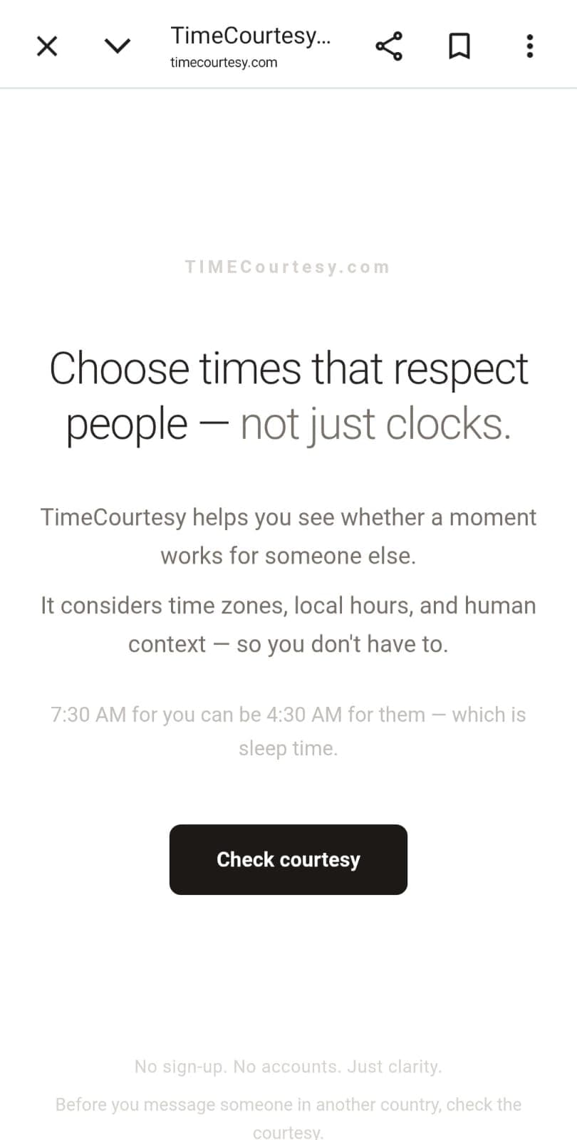 TimeCourtesy.com screenshot 1