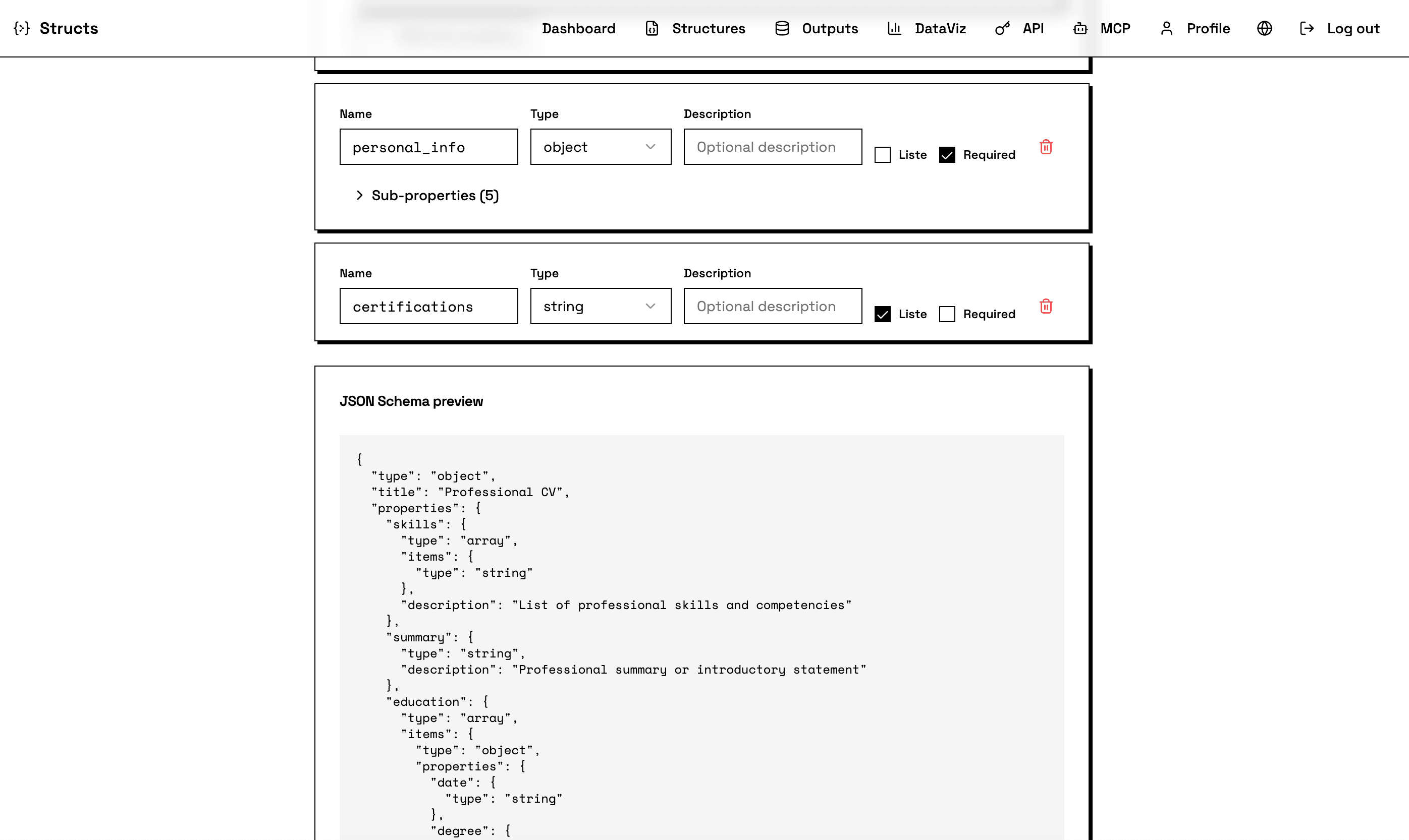 Structs screenshot 2