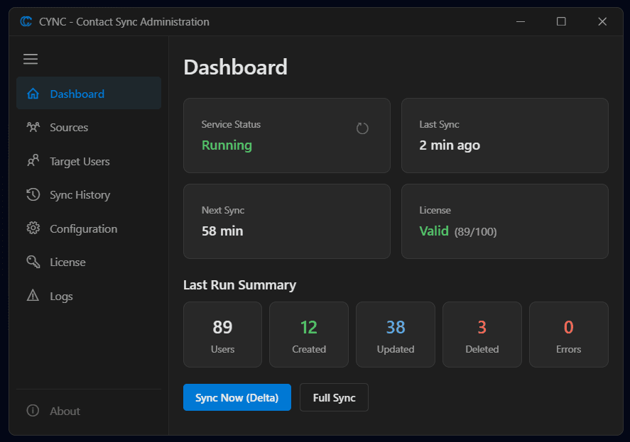 CYNC - Entra ID Contact Sync Service screenshot 1