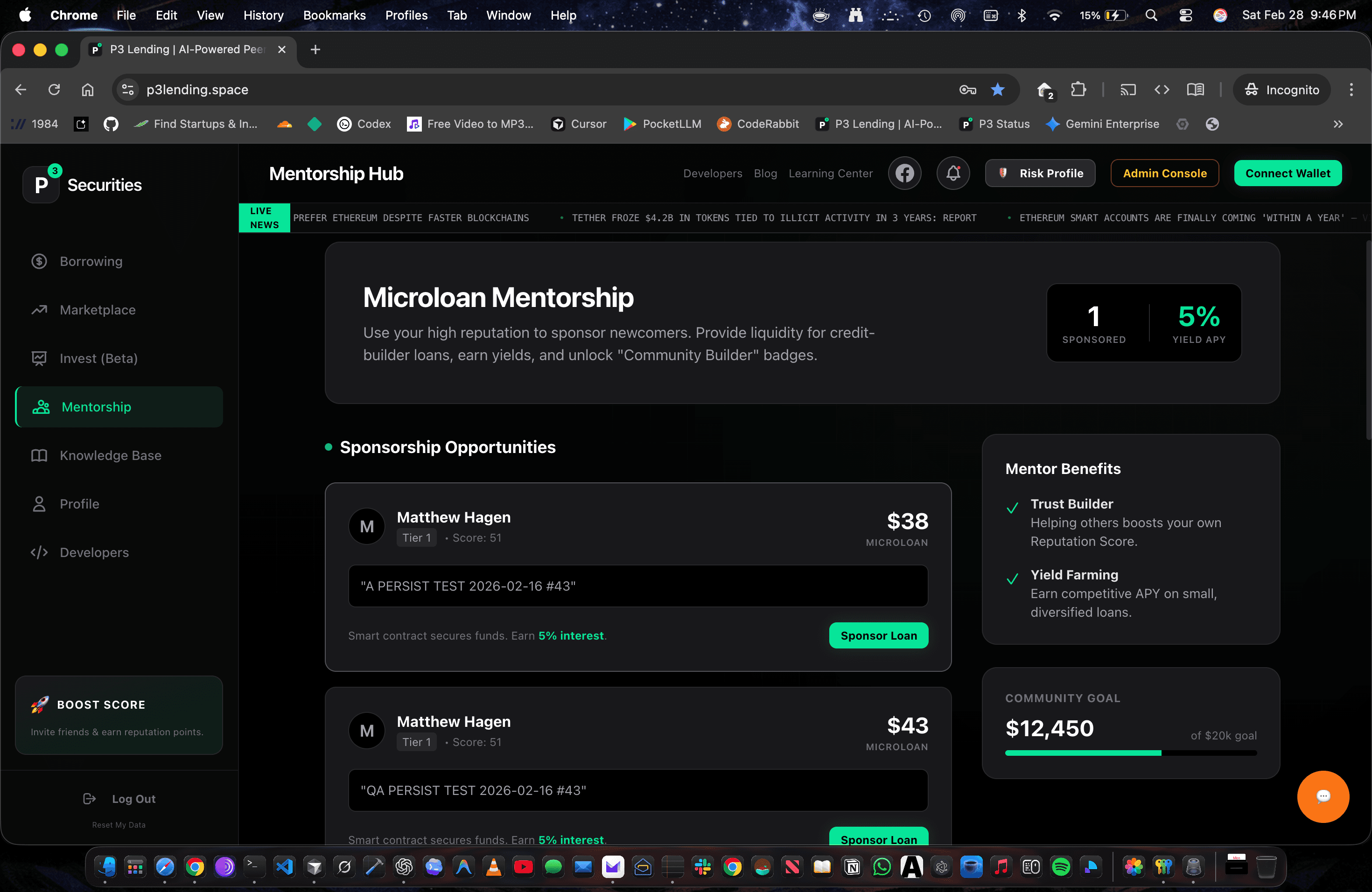 P3 Developer Dashboard screenshot 2