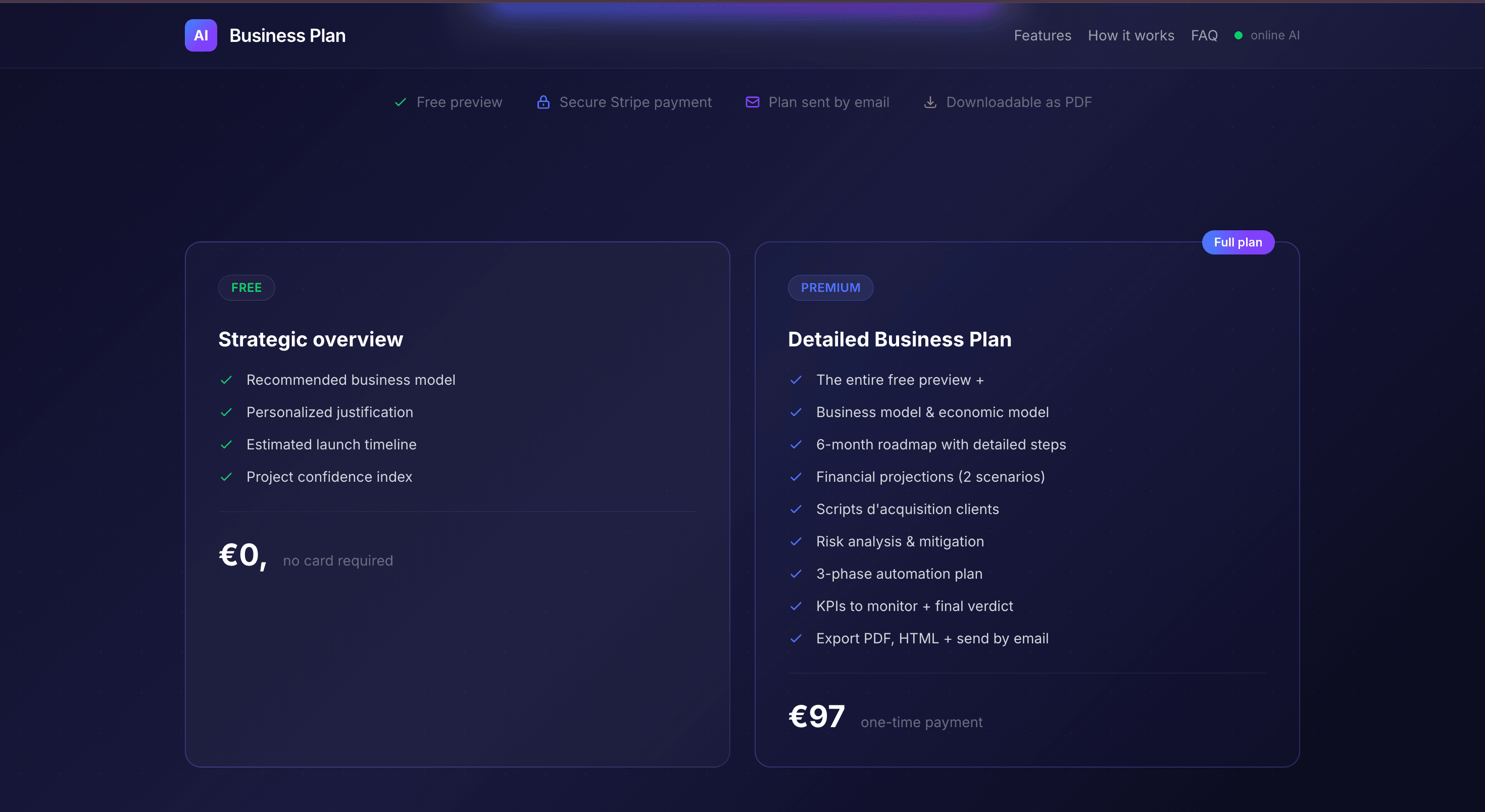 AI Business Plan screenshot 2