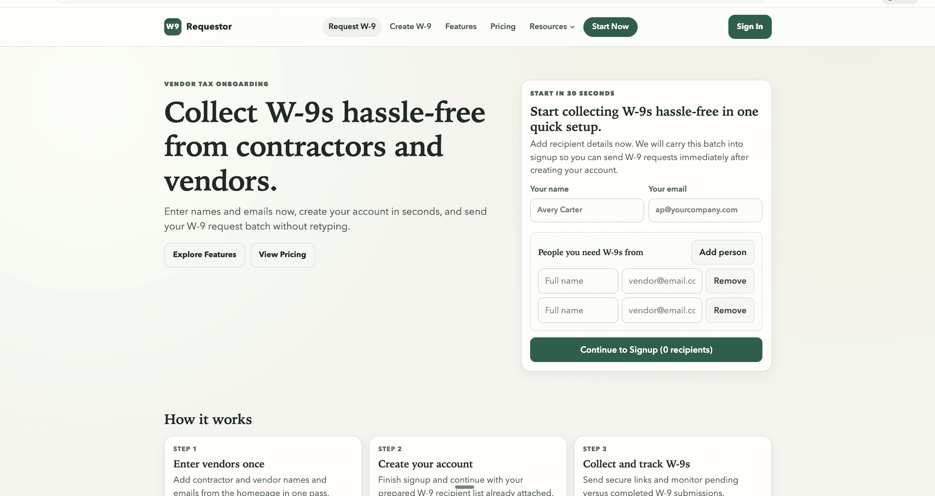 W9 Requestor screenshot 1