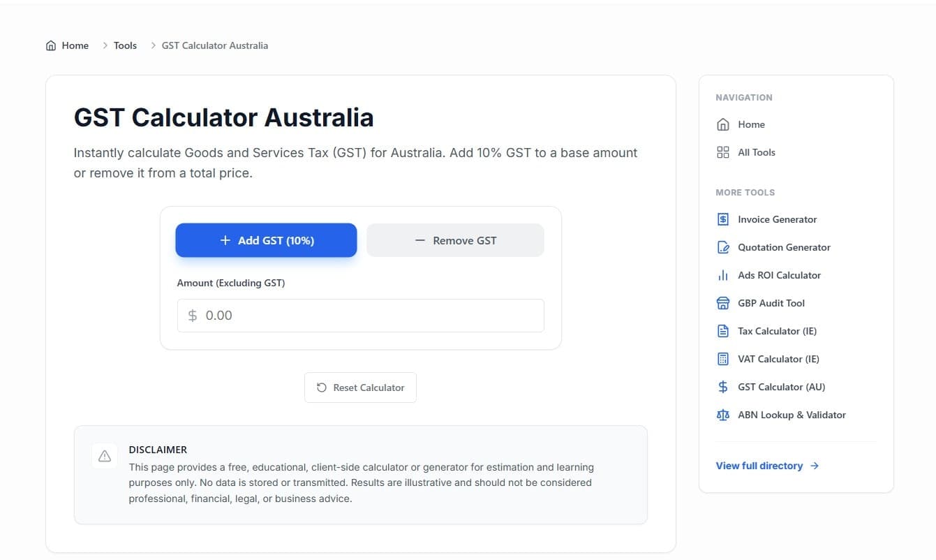 GST Calculator Australia screenshot 1