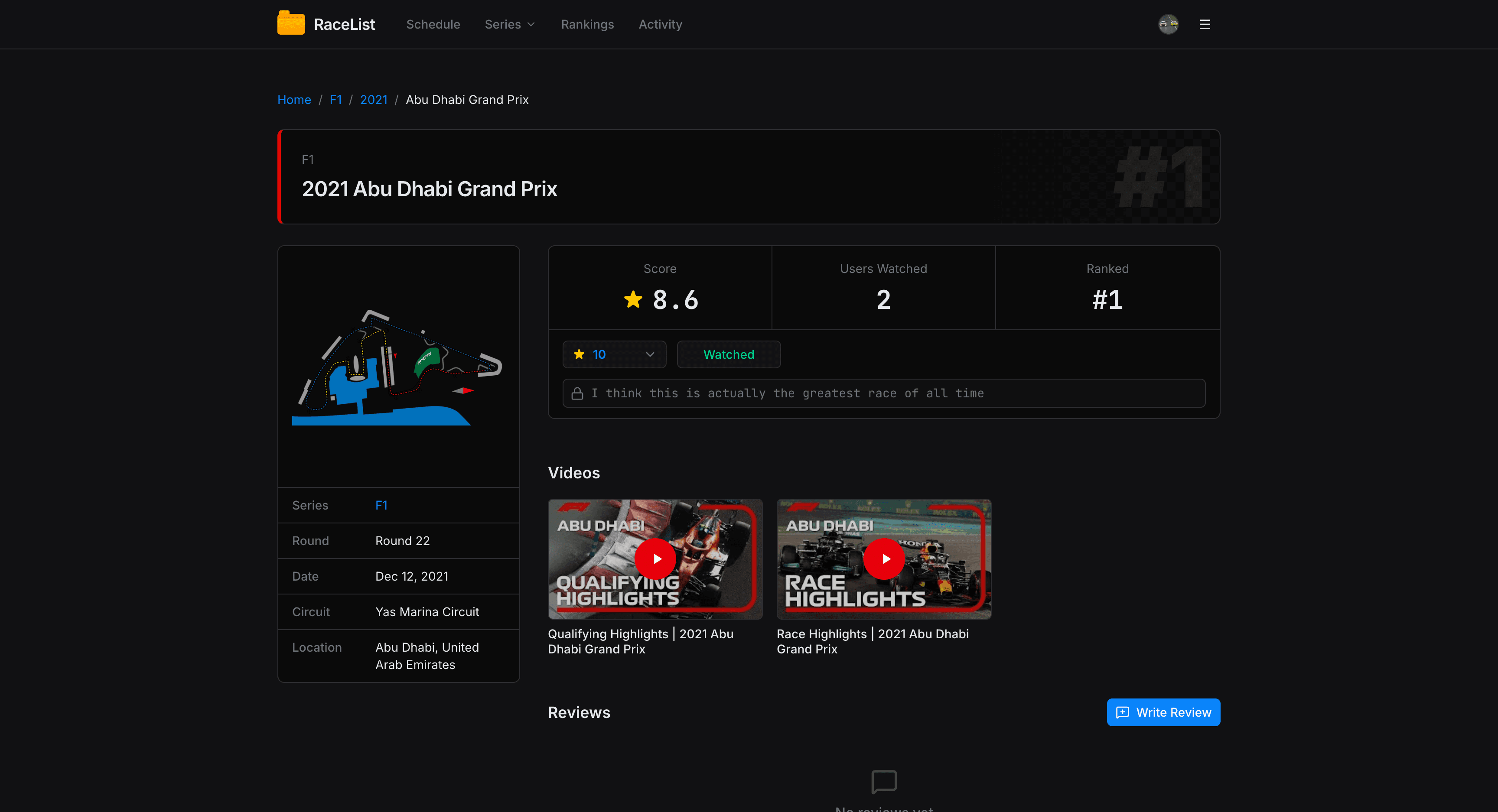RaceList screenshot 3