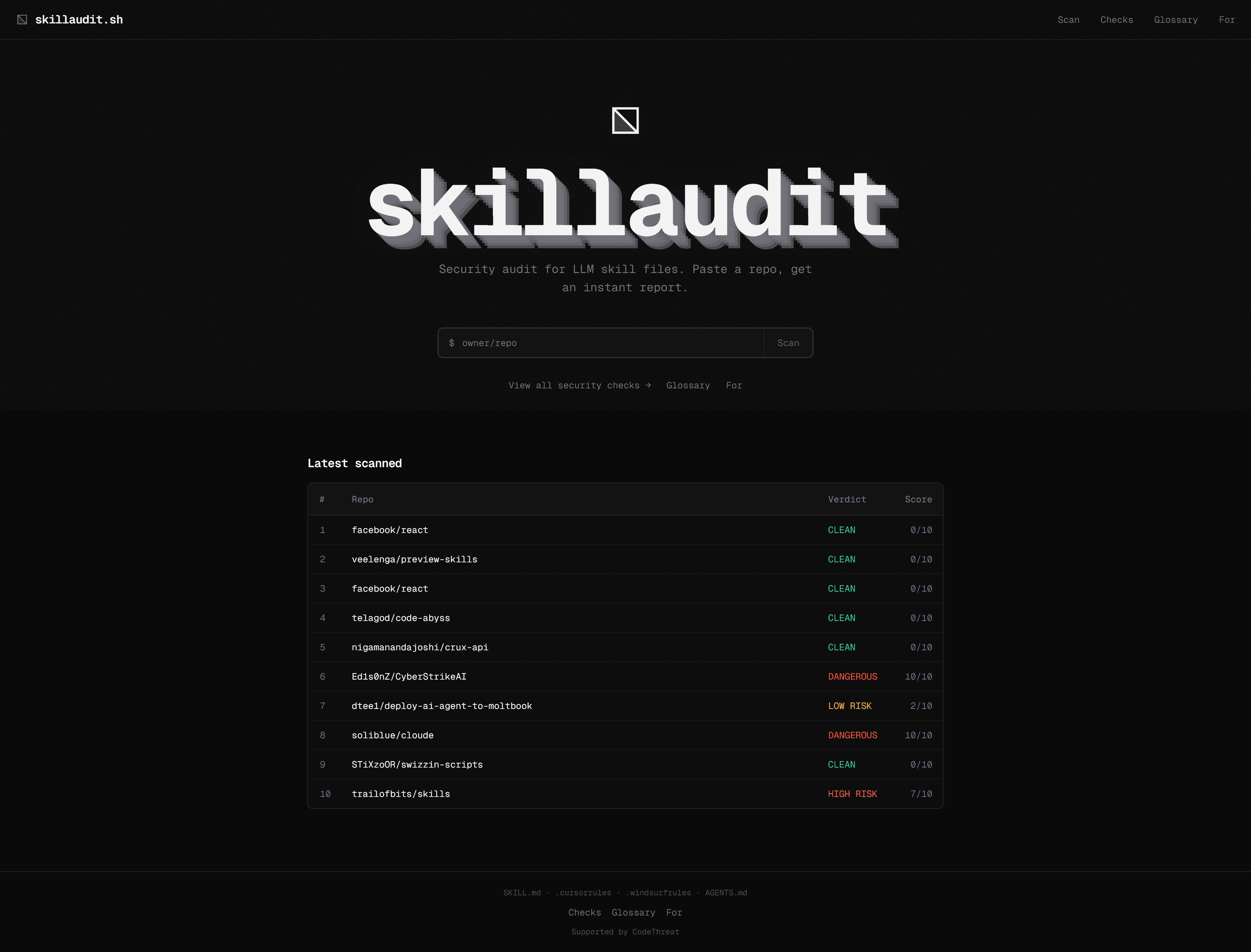 skillaudit.sh screenshot 1