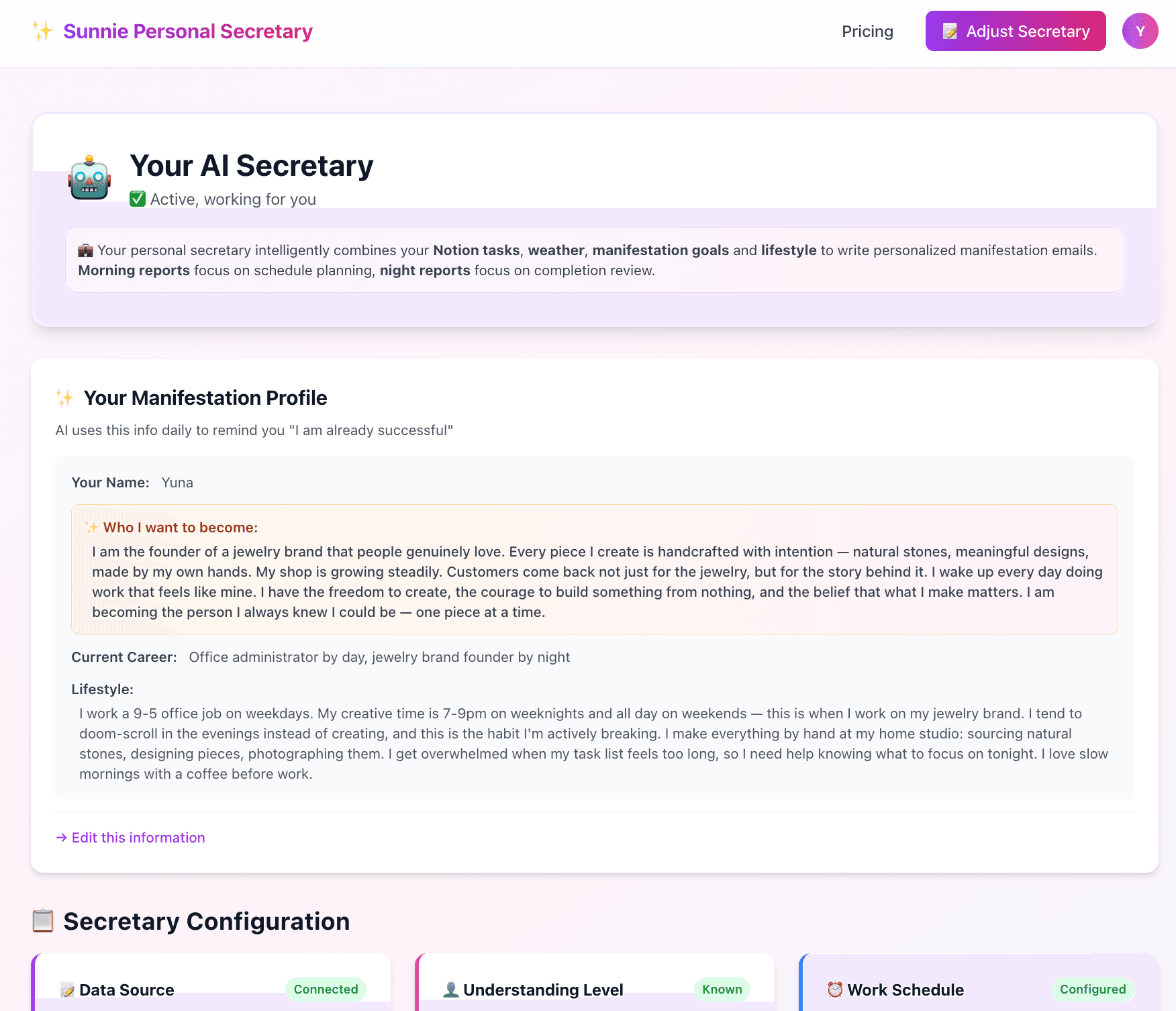 Sunnie Personal Secretary screenshot 2