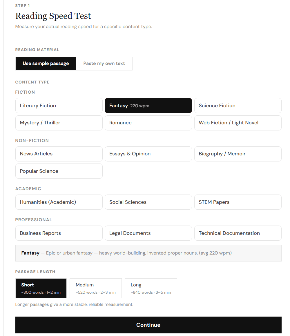 MyReadingSpeed screenshot 1
