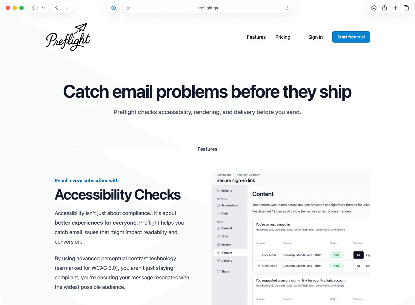 Preflight screenshot 2