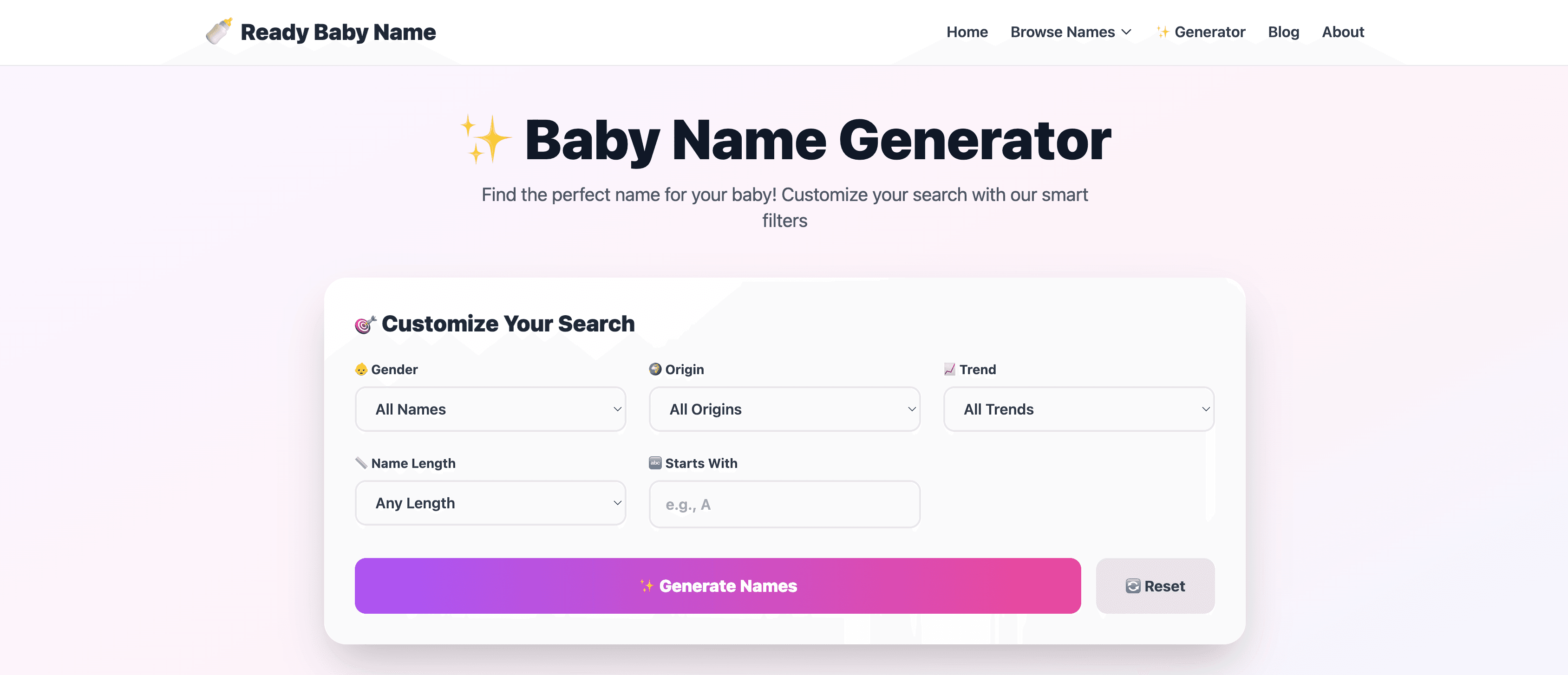 ReadyBabyName.com screenshot 2