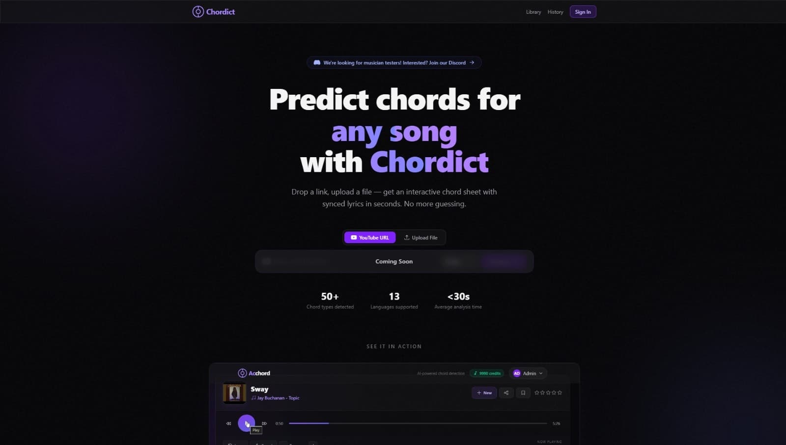 Chordict — Audio Chord & Lyric Analyzer screenshot 1