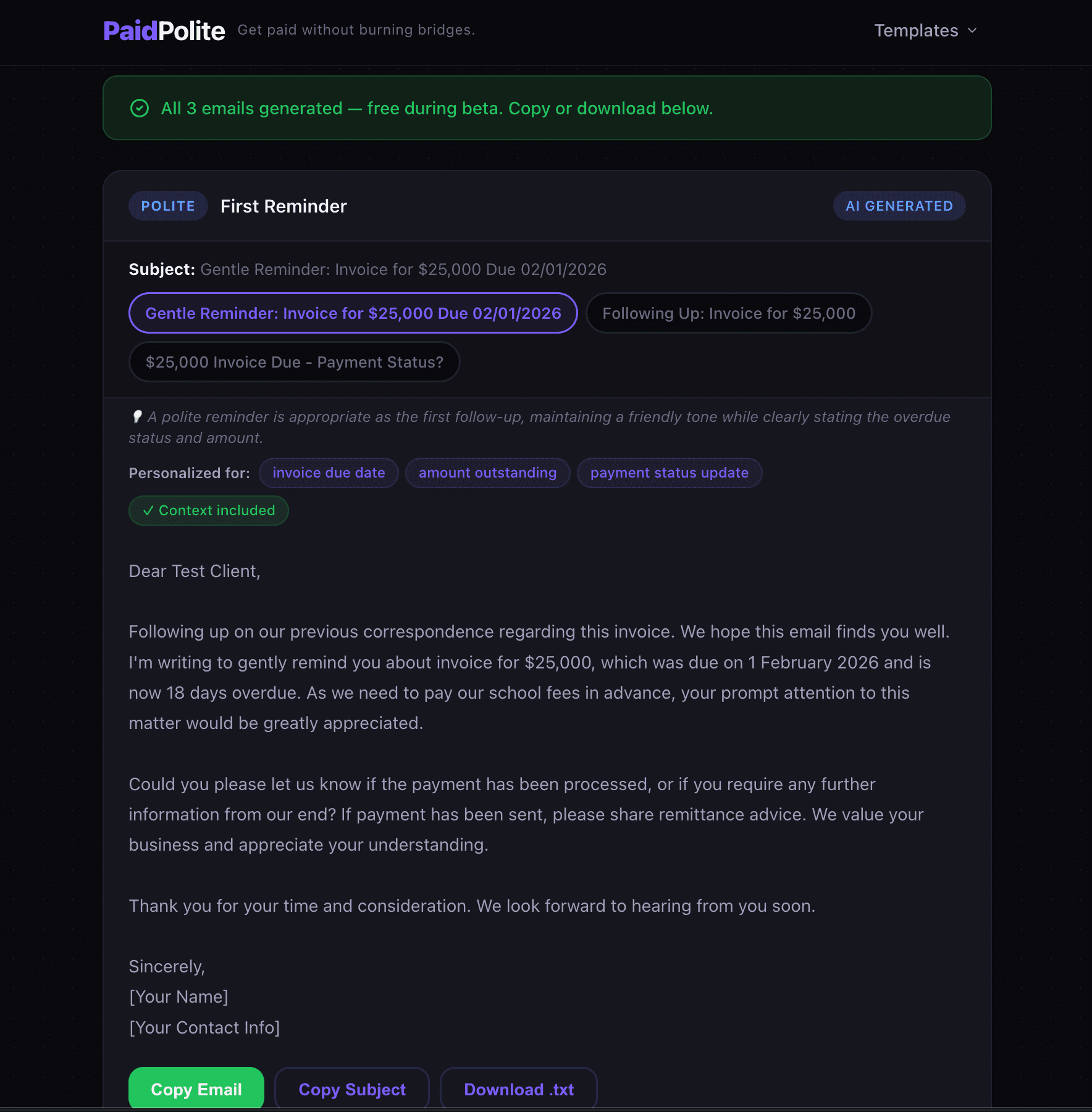 PaidPolite screenshot 3