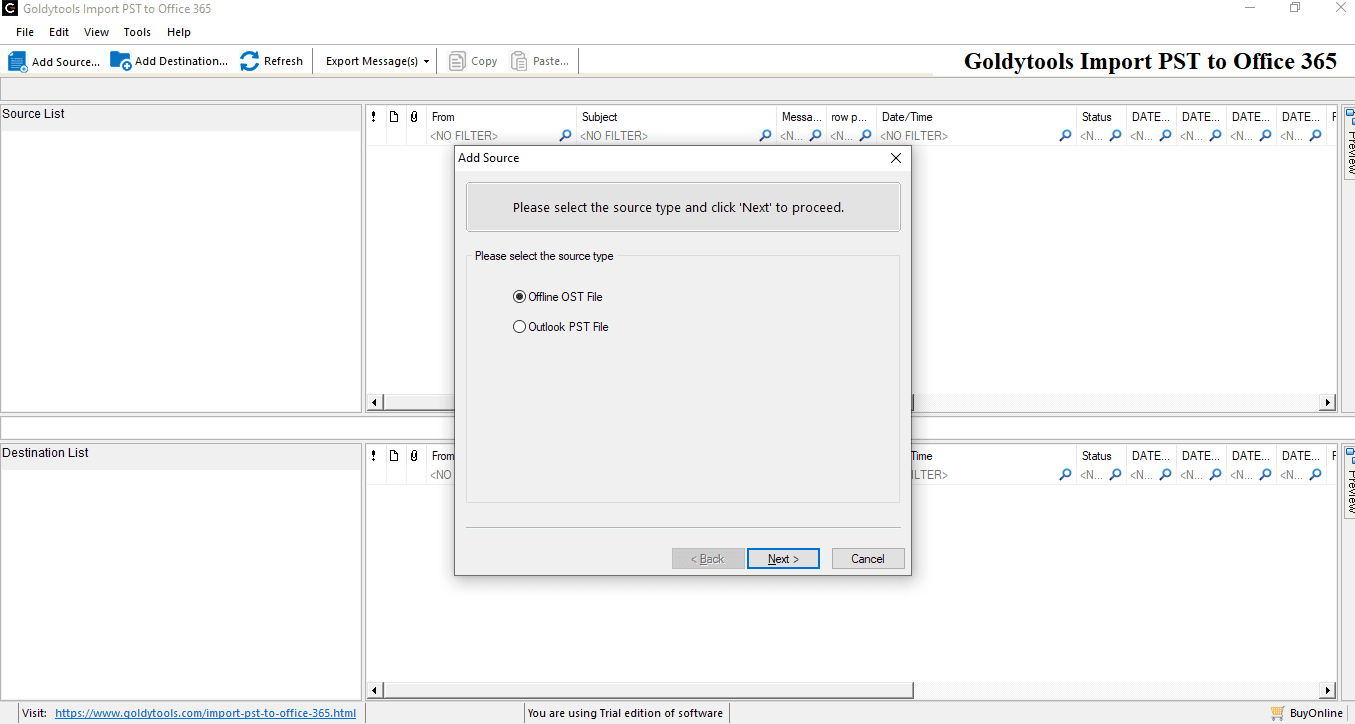 Goldytools Import PST to Office 365 screenshot 1