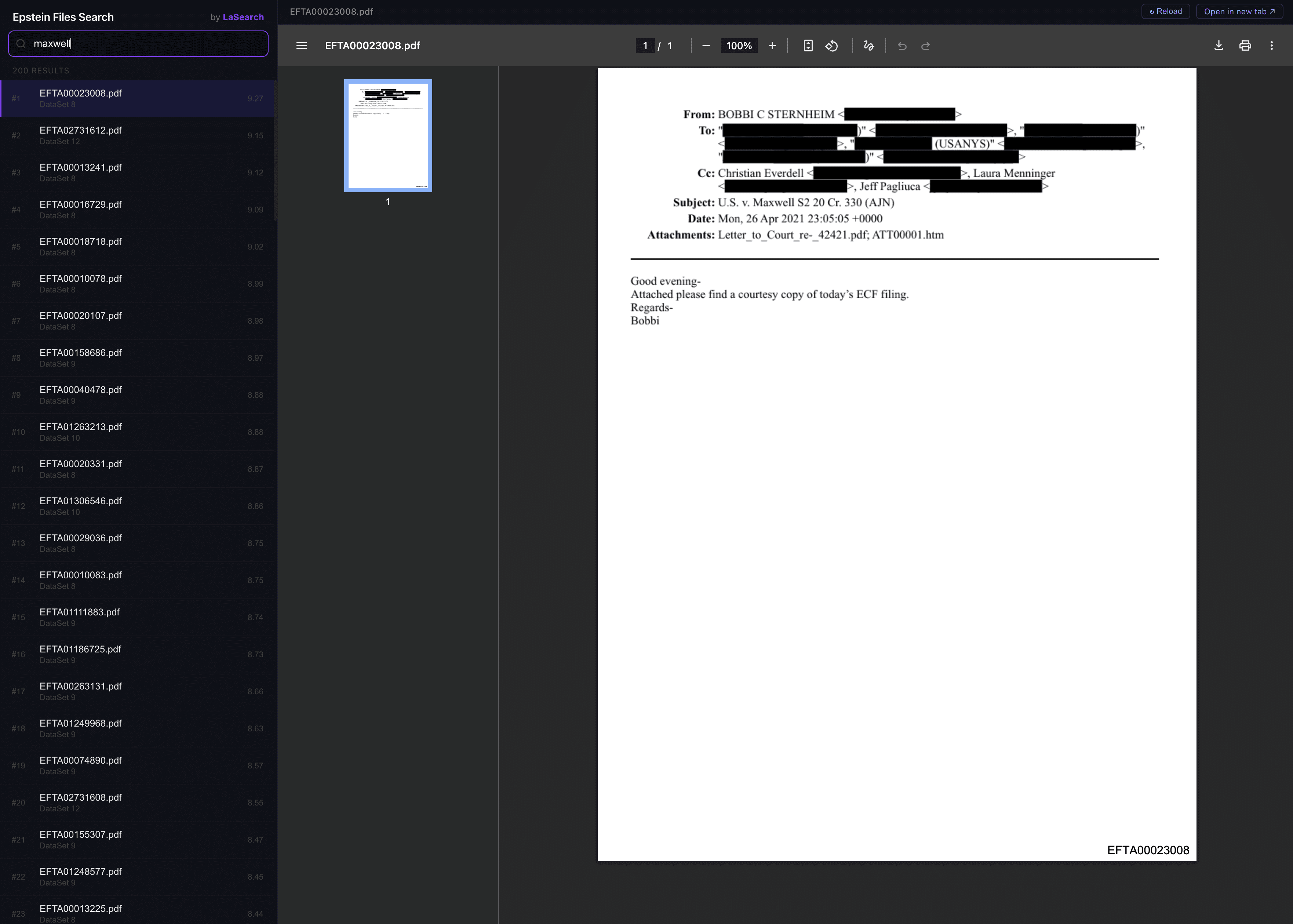Epstein Files Search screenshot 1