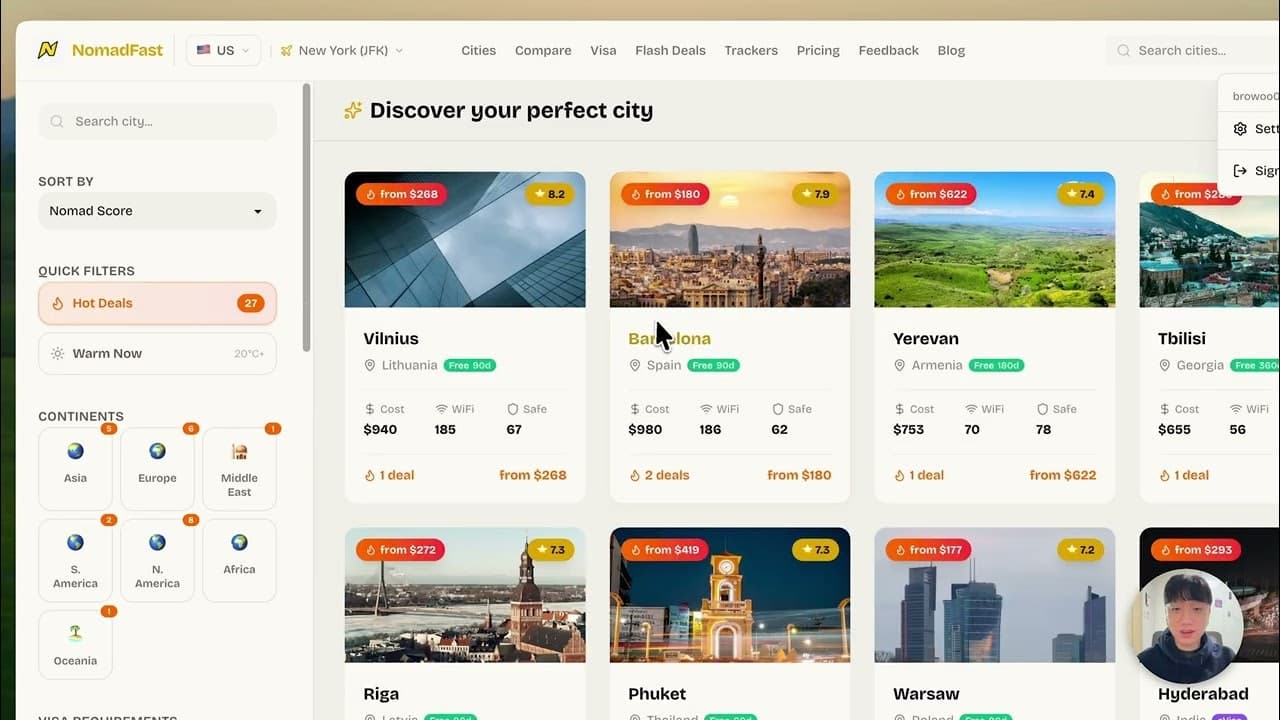 NomadFast — Flash Deals to Nomad Cities screenshot 1