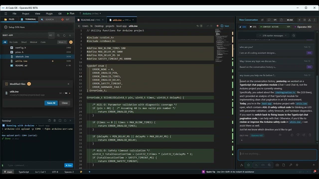 OperatorX02 AI Code IDE screenshot 1