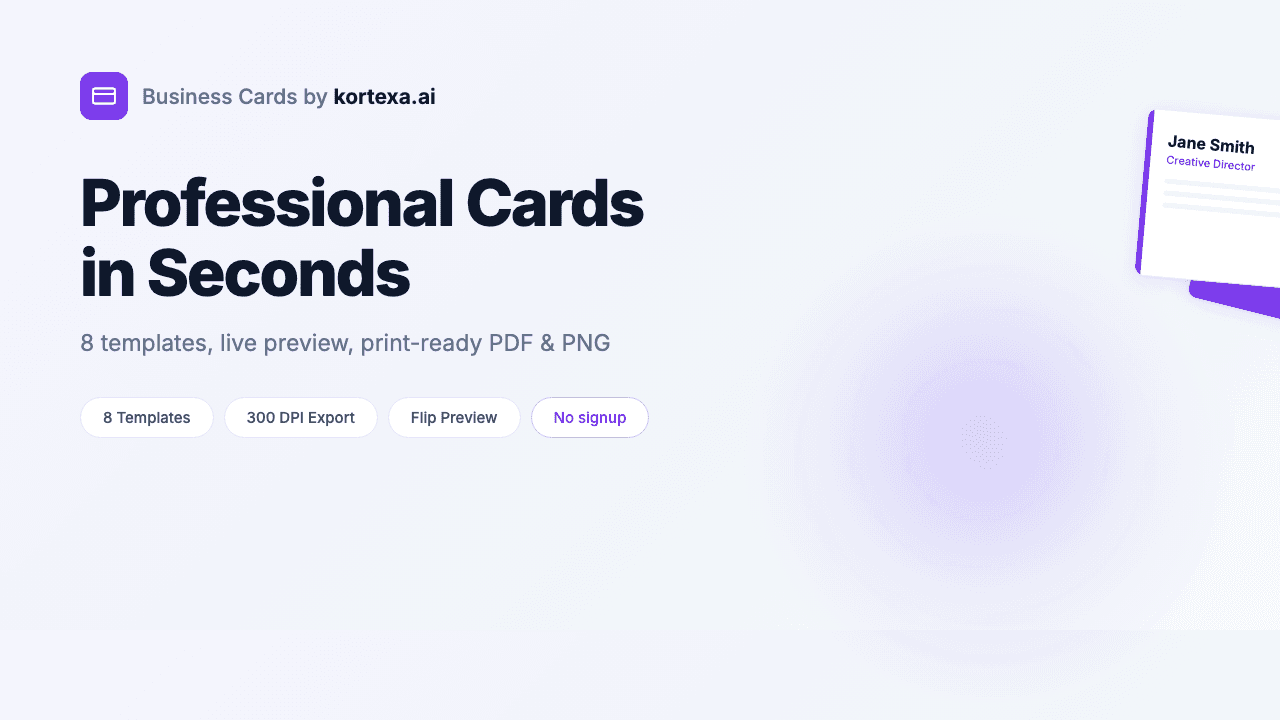Free Business Cards by kortexa.ai screenshot 1