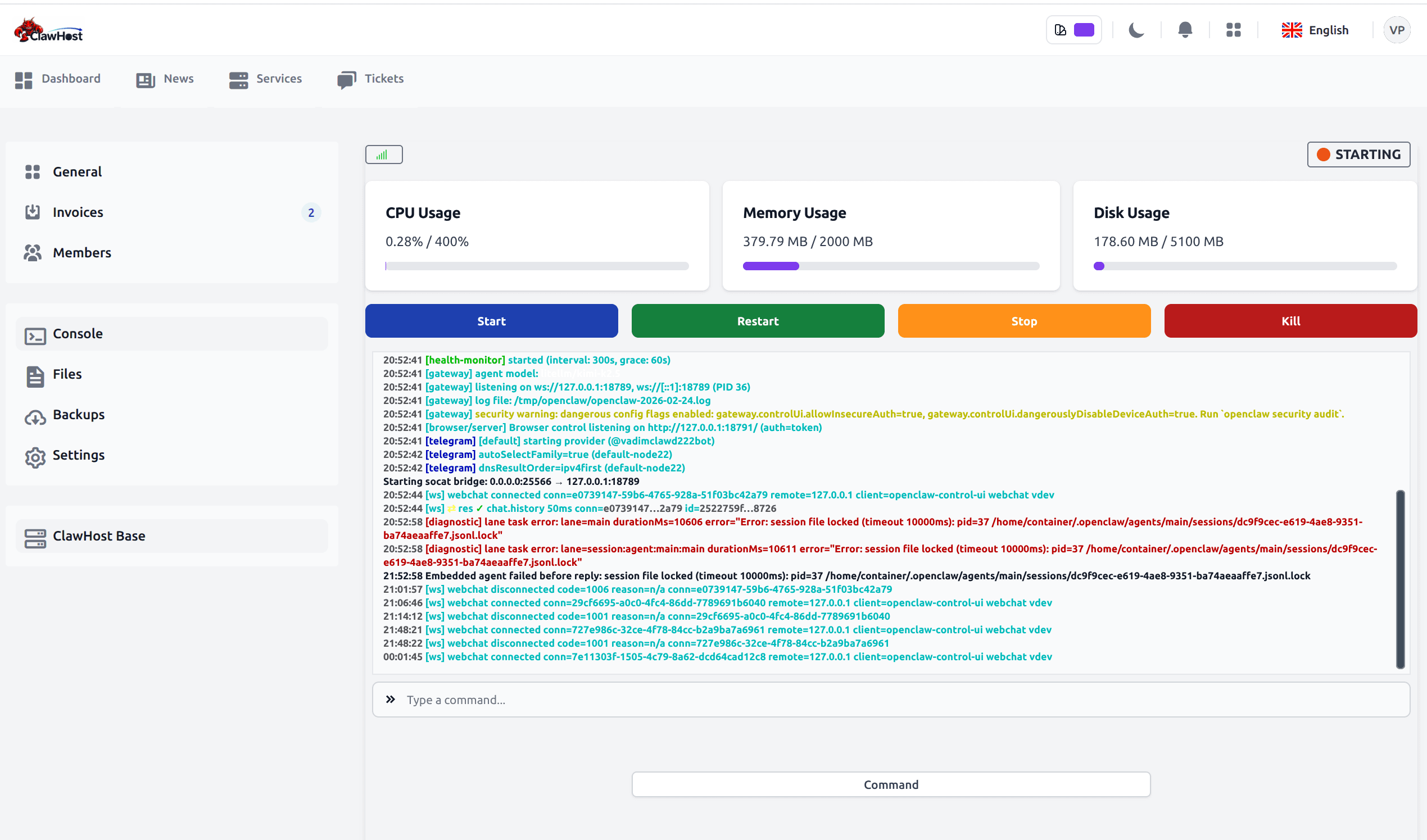 ClawHost.chat screenshot 2