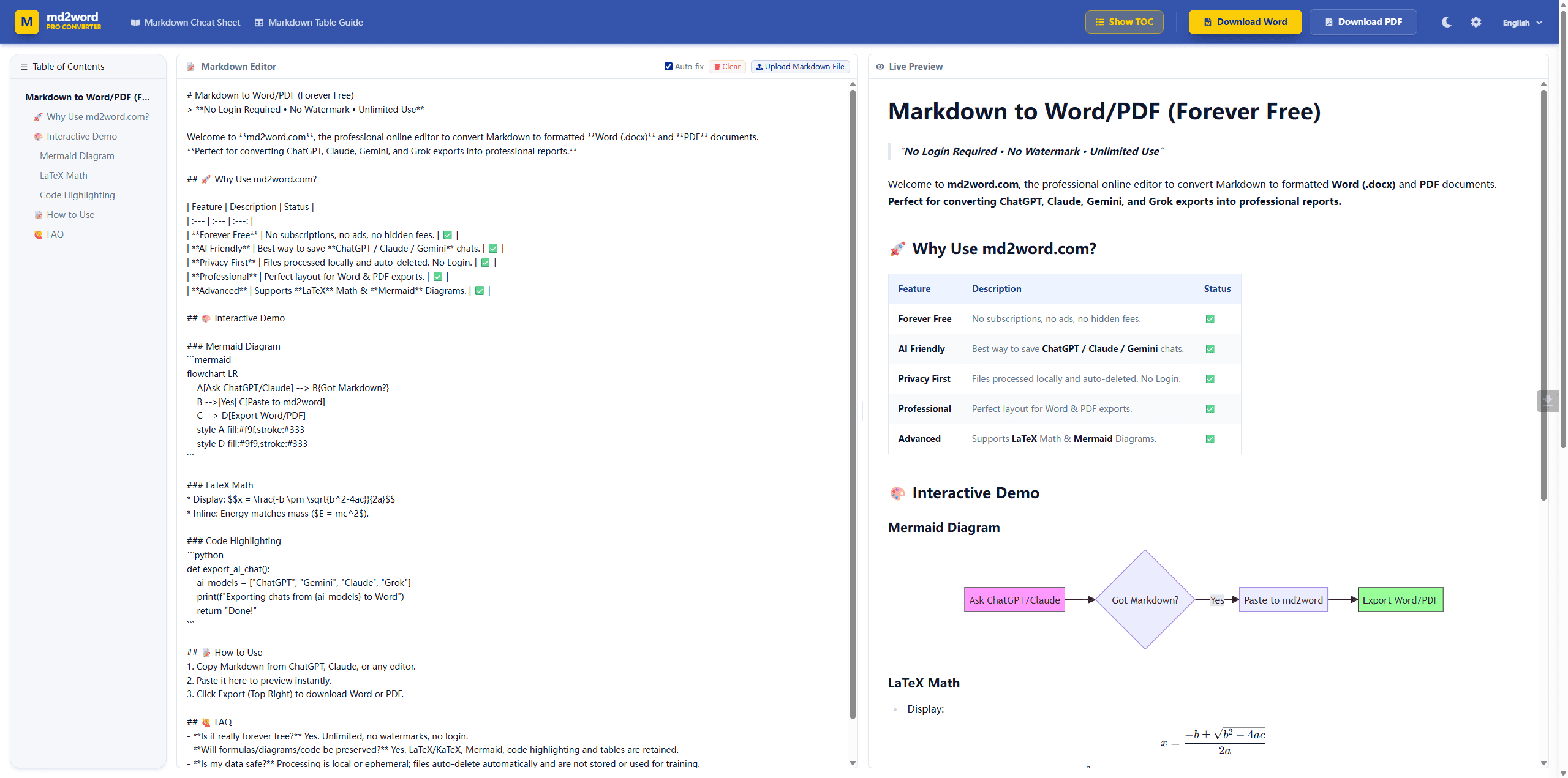MD2Word screenshot 1