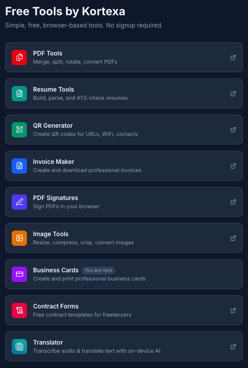 Free Business Cards by kortexa.ai screenshot 3