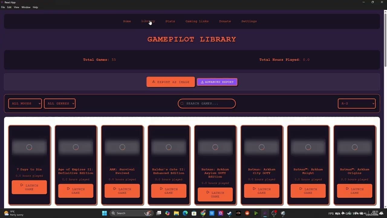 Gamepilot smart gaming library screenshot 1