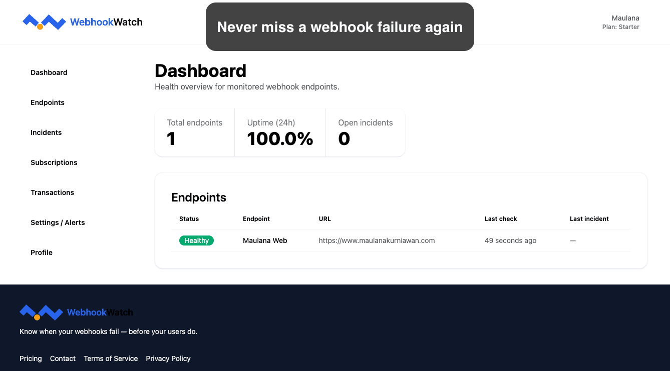 WebhookWatch screenshot 2