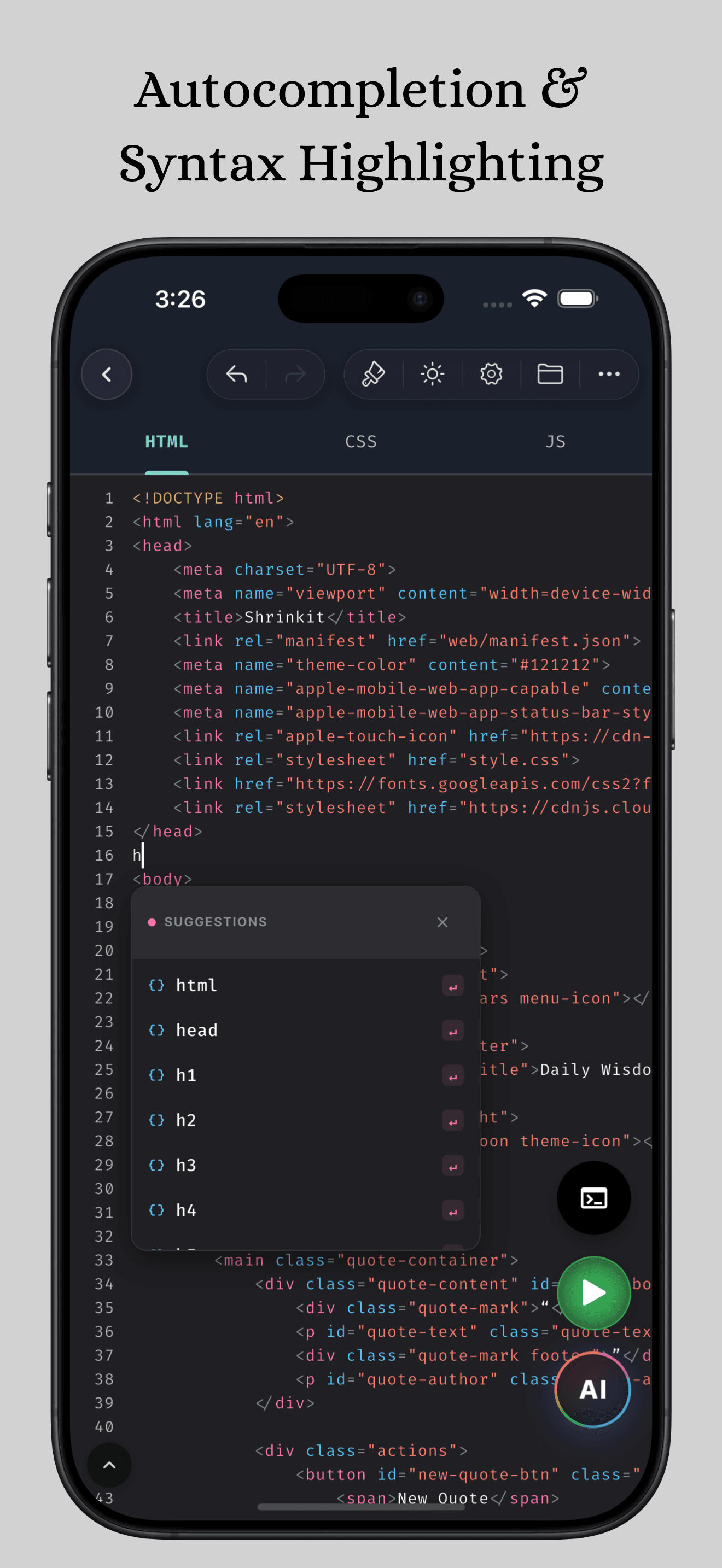 Web IDE: AI Code Editor screenshot 1