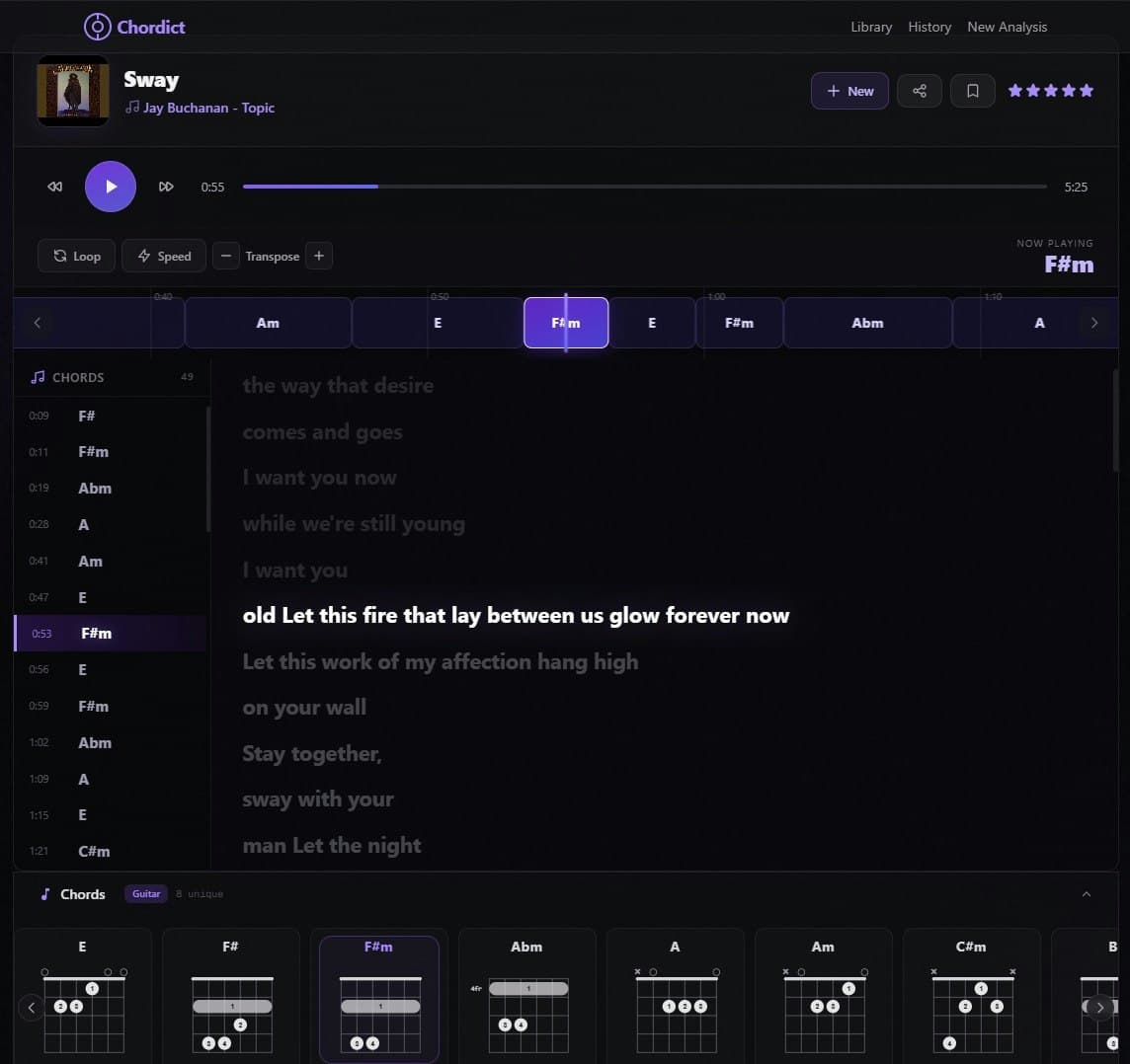 Chordict — Audio Chord & Lyric Analyzer screenshot 2