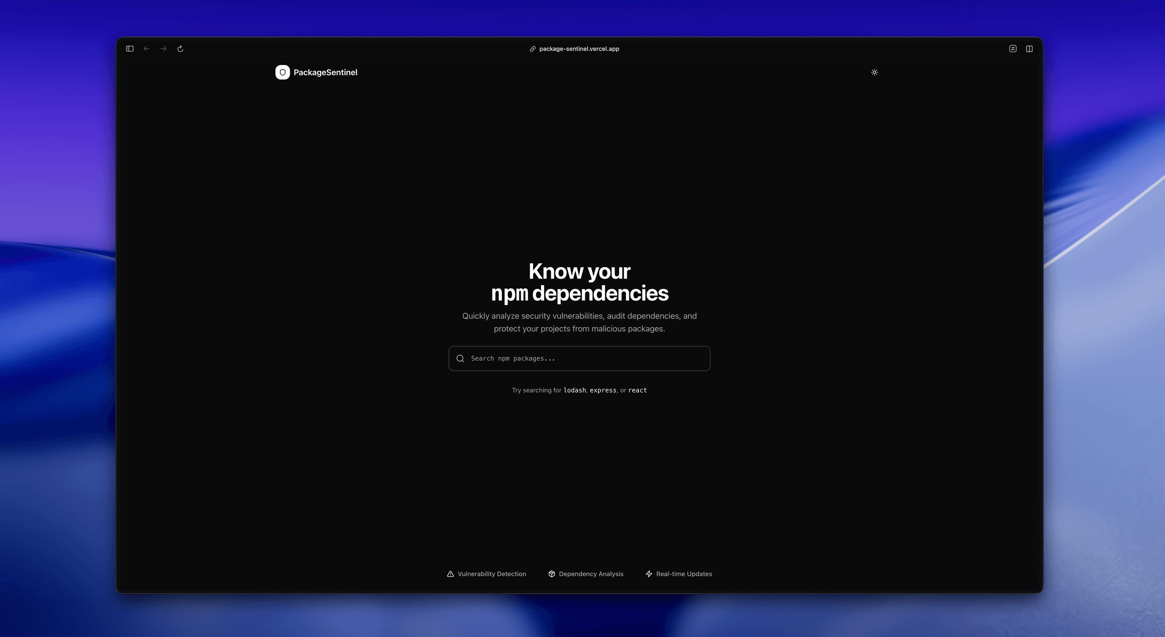 PackageSentinel screenshot 2