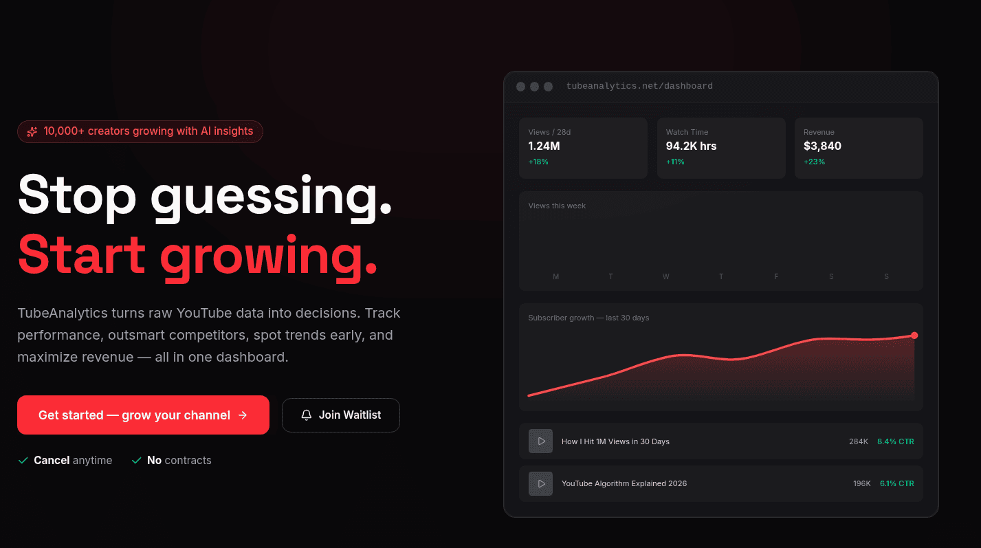 TubeAnalytics screenshot 2