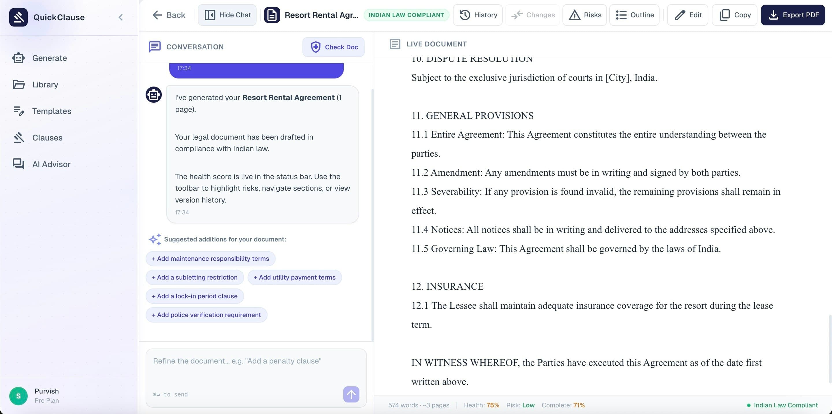 QuickClause screenshot 2