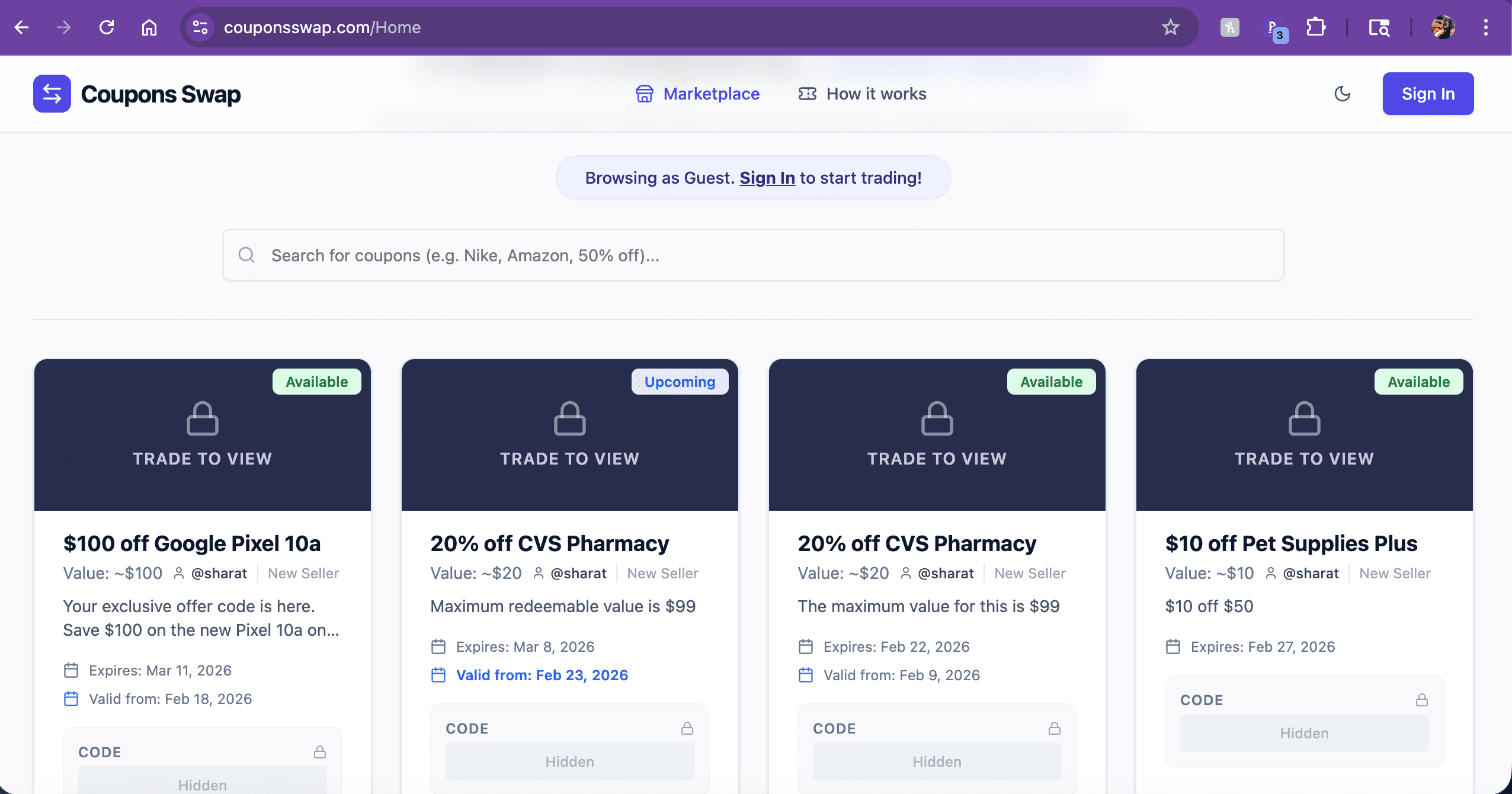Coupons Swap screenshot 1