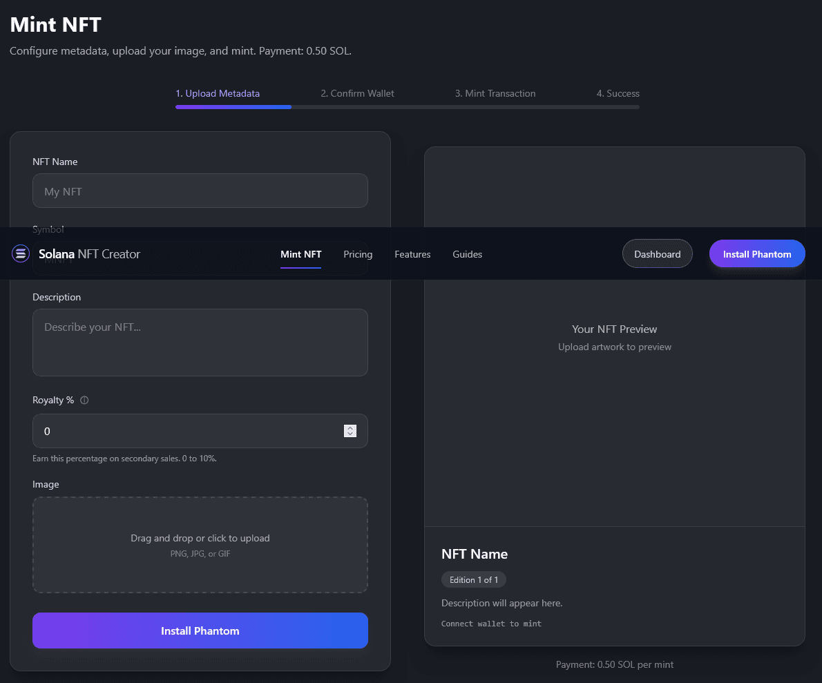 Solana NFT Creator screenshot 1