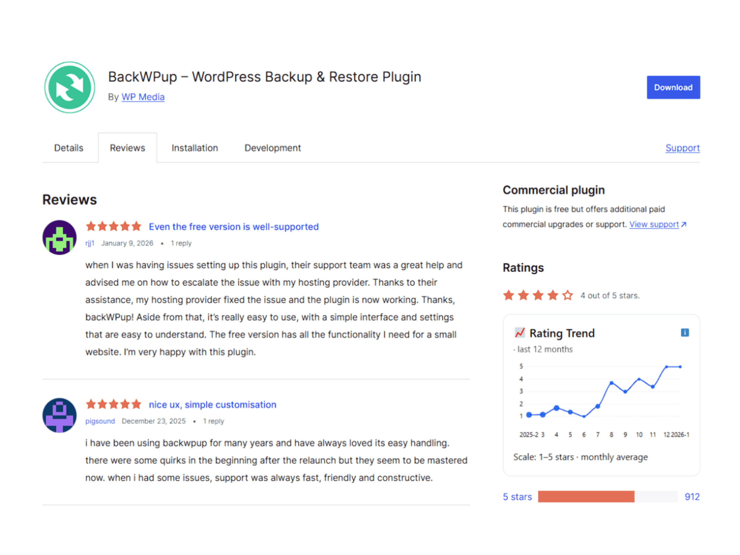 WordPress Plugin Rating Trends Extension screenshot 2