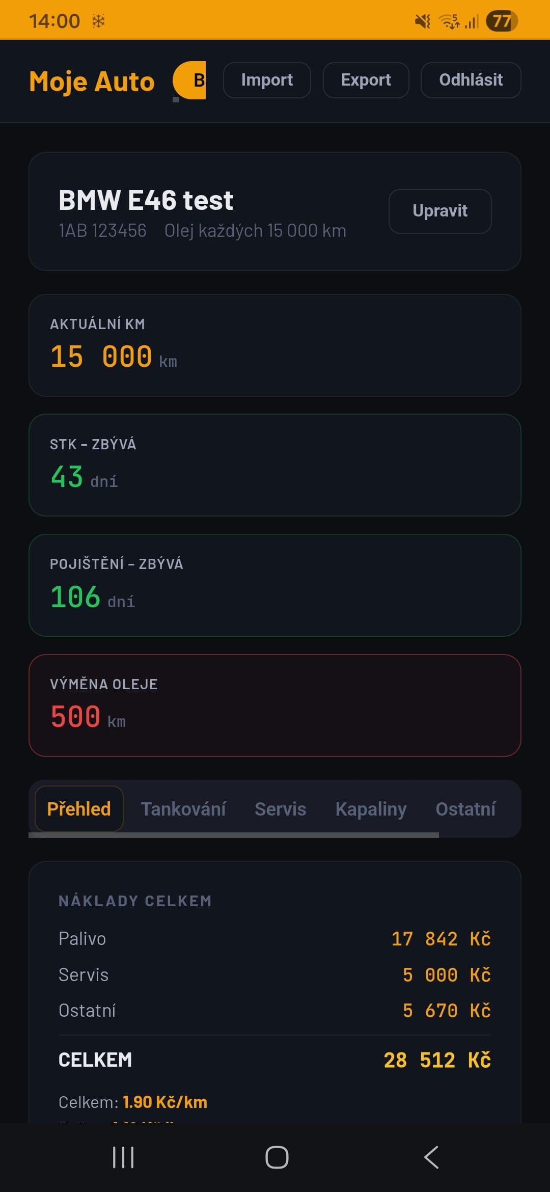 Moje Auto 3.0 screenshot 1