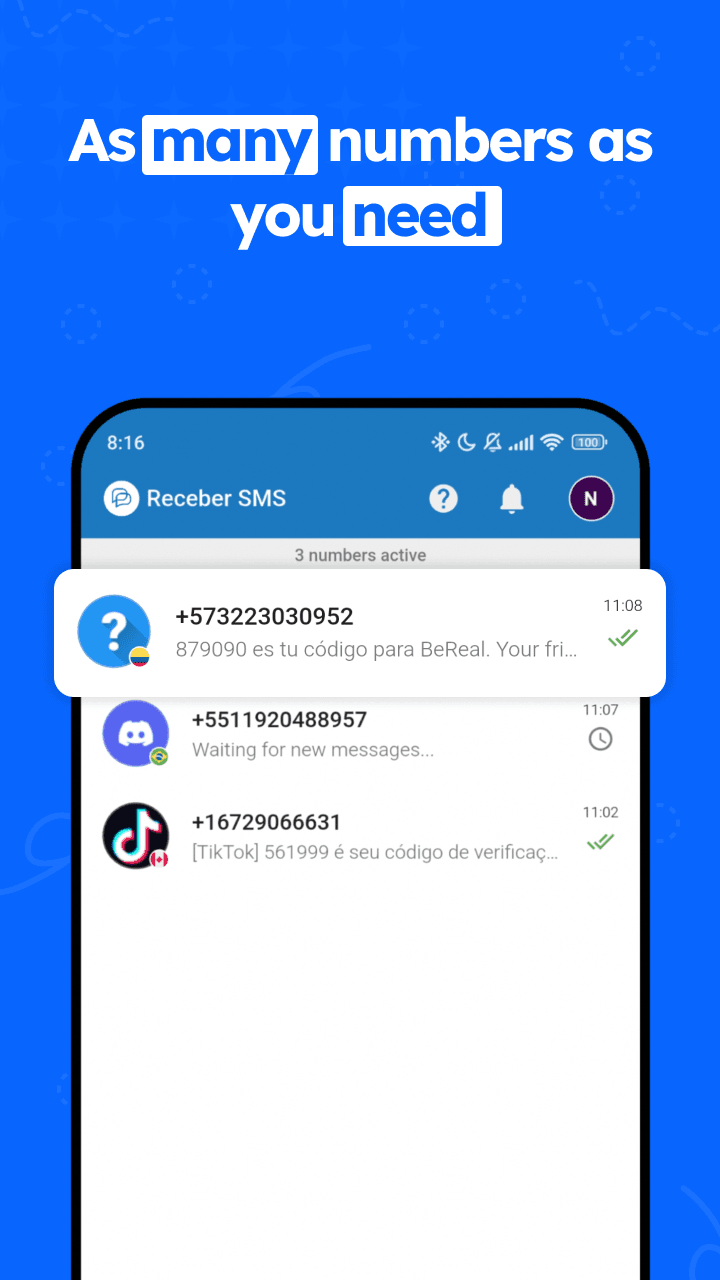 Receber SMS App screenshot 2